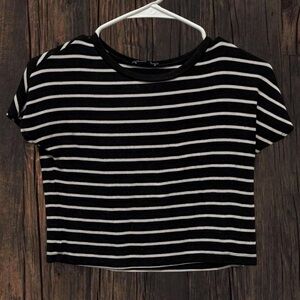 striped black and white tee